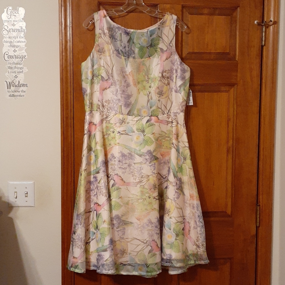 NWT DressBarn Sleeveless Multicolored Dress, SZ 16